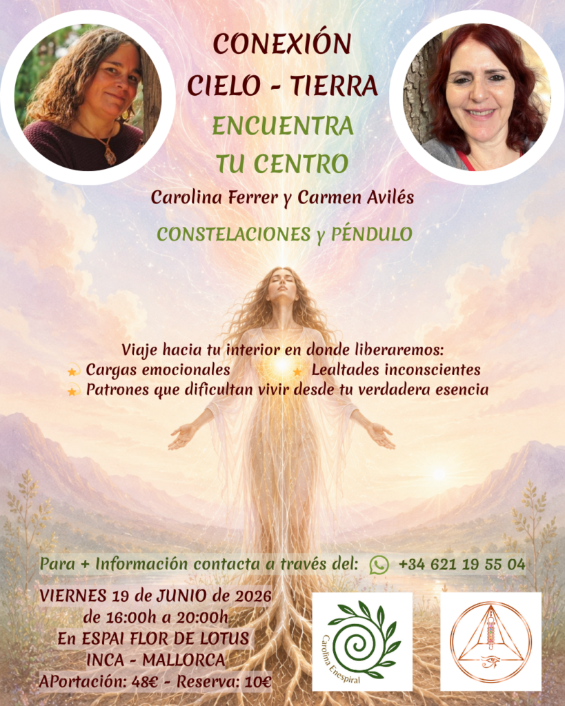Te doy la bienvenida a este espacio donde encontrarás toda la información sobre mis próximos talleres de péndulo. Cada encuentro está diseñado para ayudarte a profundizar en el uso de esta herramienta, desarrollar tu intuición y ganar confianza en tu práctica. Consulta los carteles a continuación para conocer fechas, lugares y contenidos de las próximas formaciones.
